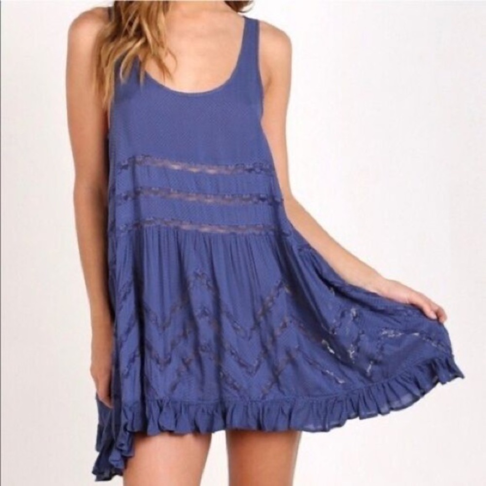 Free people trapeze slip dress polka dot
